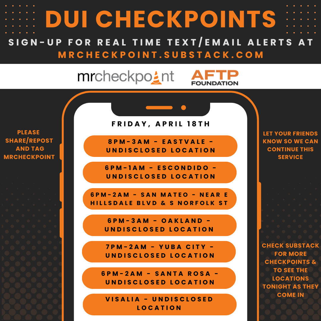 dui checkpoints friday april 18 2025