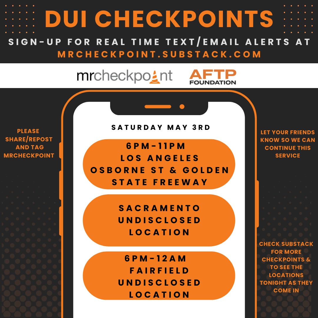 dui checkpoints saturday may 3rd 2025
