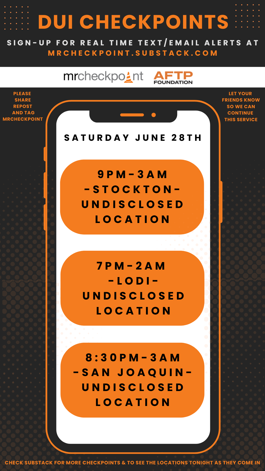 dui checkpoints saturday june 28 2025 2